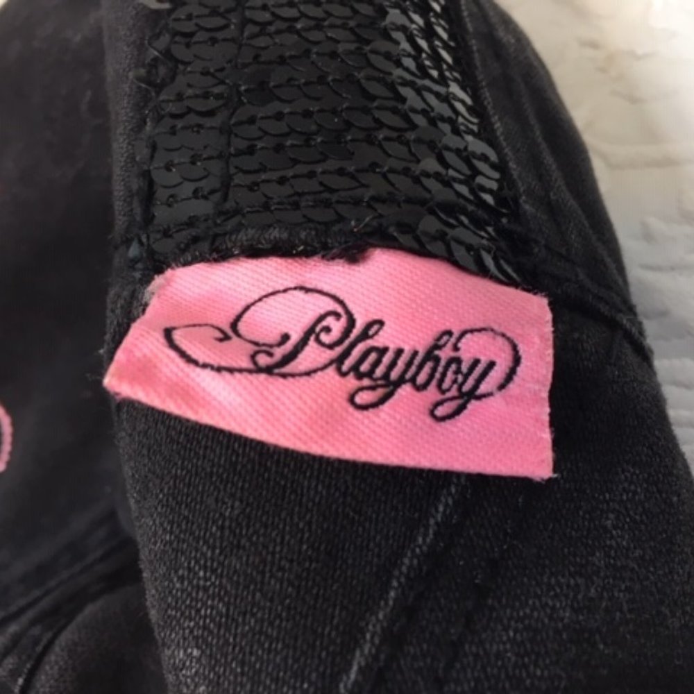 RARE Playboy Sequined Cap Hat Original  Black/Pink USED Vintage - Picture 7 of 16